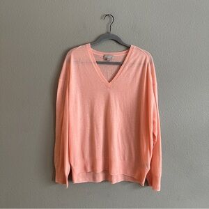 J.Crew Peach Oversized Featherweight Cashmere V-Neck Sweater XL